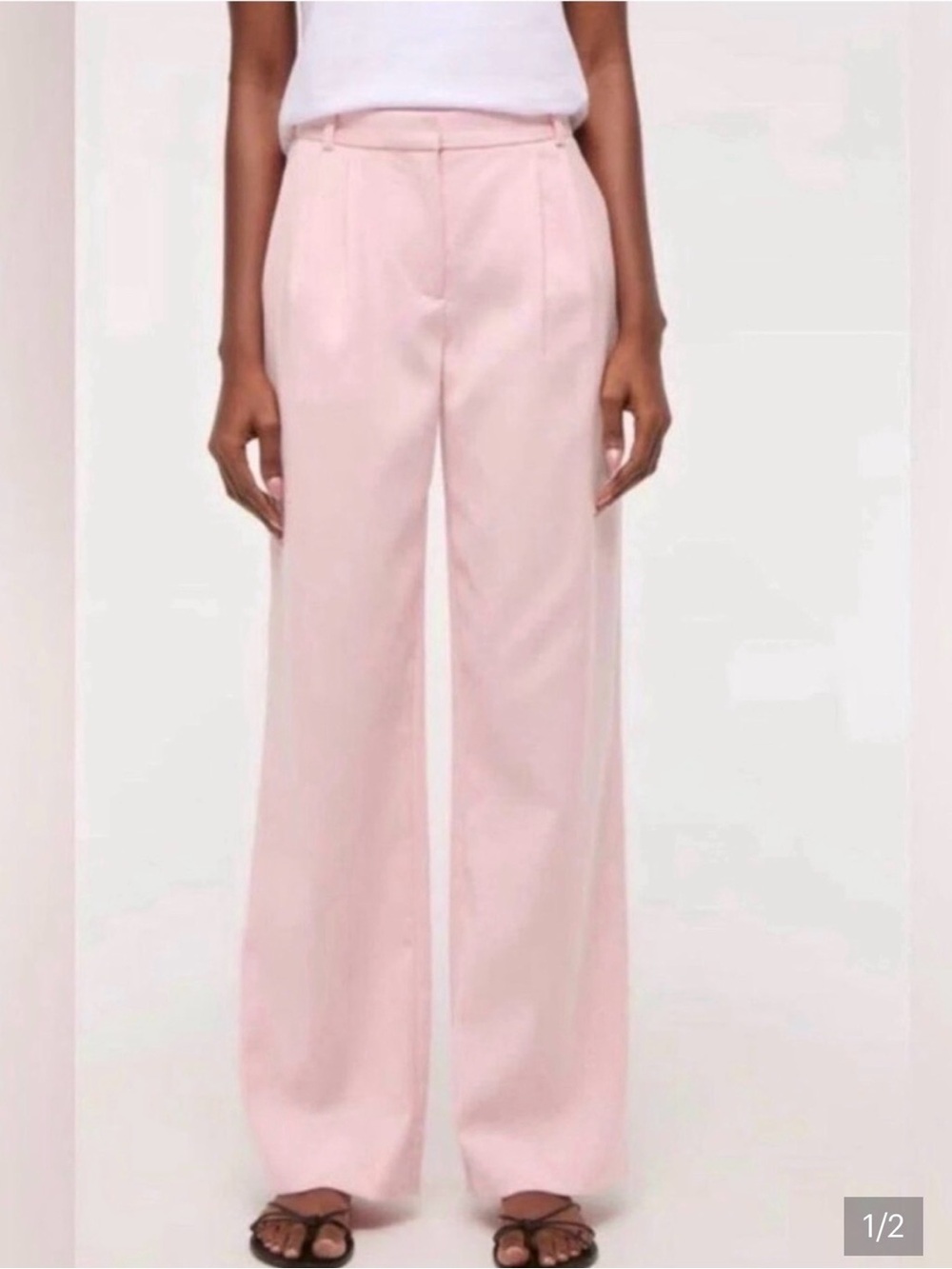 Abercrombie Ultra High Wide Leg Sloane Trousers Pants Curve Love Light Pink NWT